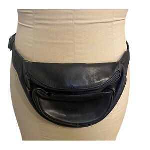 Ellington Leather Waist Fanny Pack Hop Bag Black Adjustable Vtg Festival